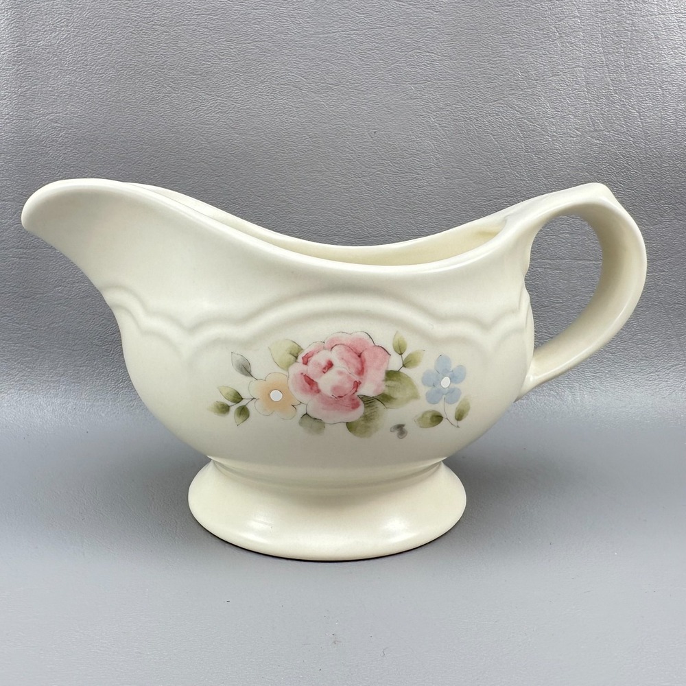 Pfaltzgraff Tea Rose Gravy Boat Pink Floral Stoneware Cottagecore Mexico Vintage